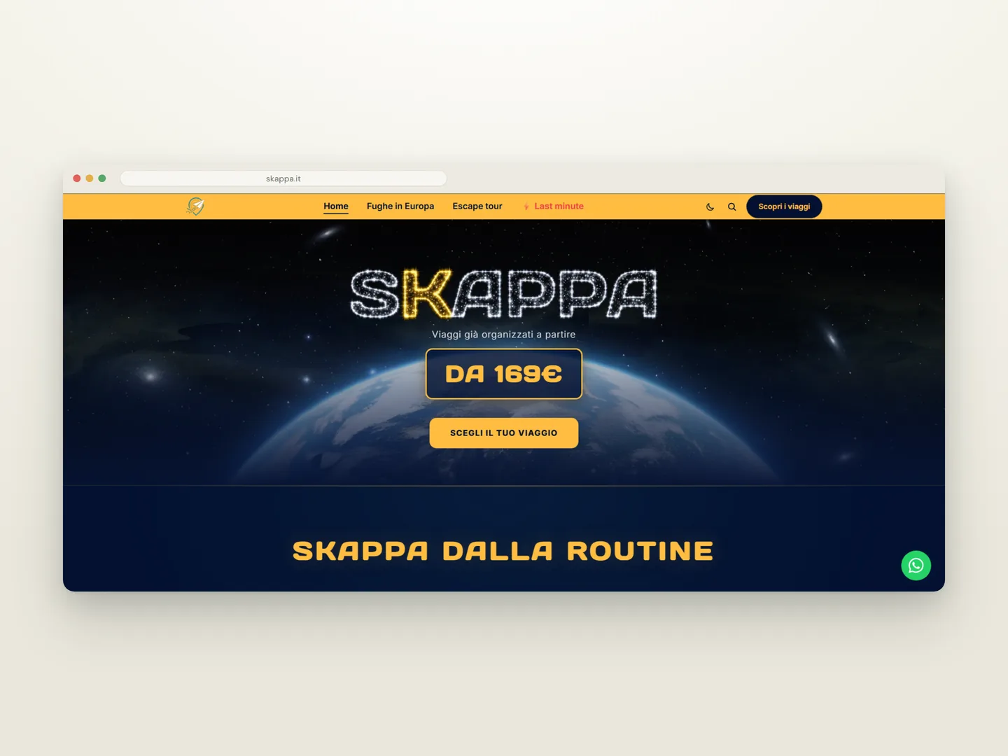 Il sito di Skappa Travel in una finestra del browser